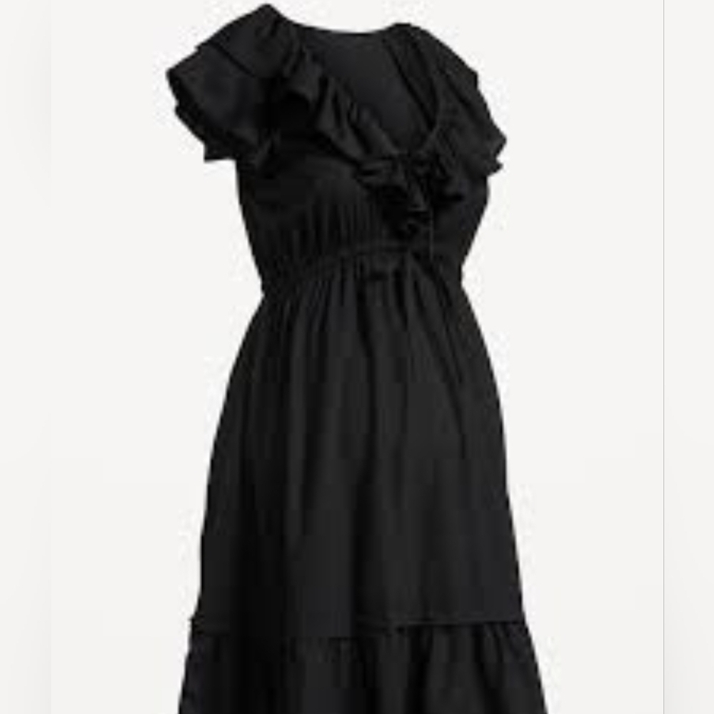 Old Navy Black Maternity Waist-Defined Ruffle-Trim Mini Dress Bohemia Sz XL NEW - Picture 3 of 15